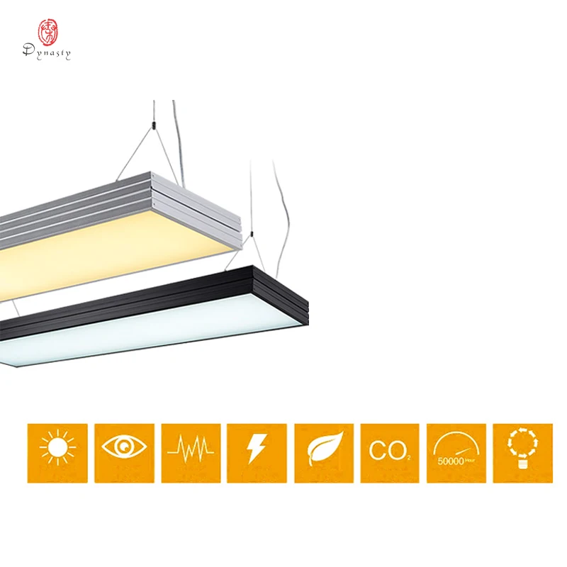 

Modern Hanging Lights LED Energy Saving Long Tube Office Lights Square Commercial Project Fitness Conference Lighting Fixture