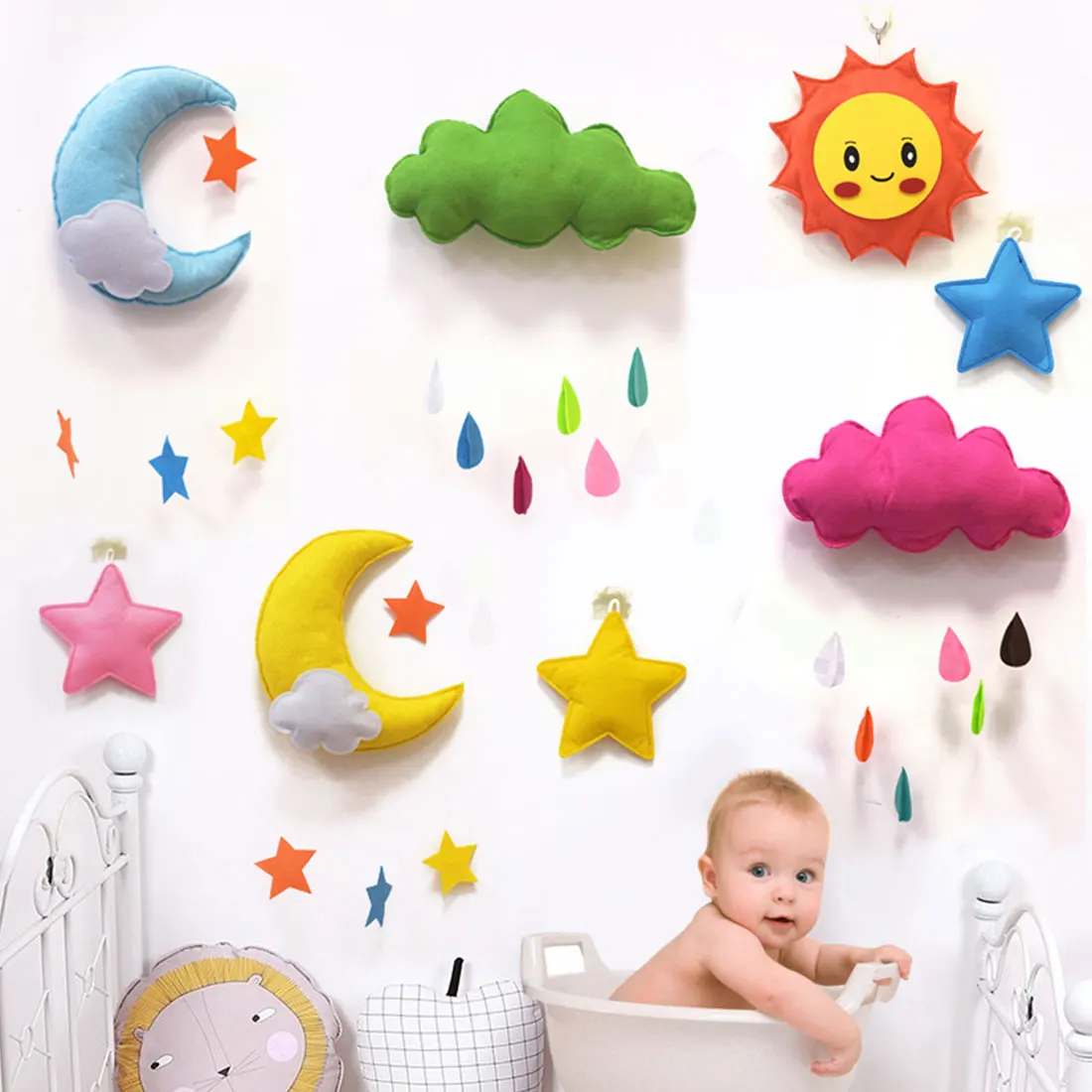 

Nordic Style Cloud Raindrops Garland Room Wall Decorations Colorful Clouds Photography Props Christmas Festival Gifts