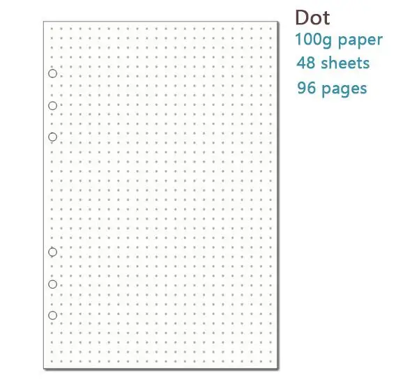 Журнал, ежедневник, записная книжка А5, А6, вставные заправки, 6 отверстий, со свободными листами, спиральное кольцо, связующий дневник, планировщик, внутреннее ядро, 100 г, бумага - Цвет: Dotted