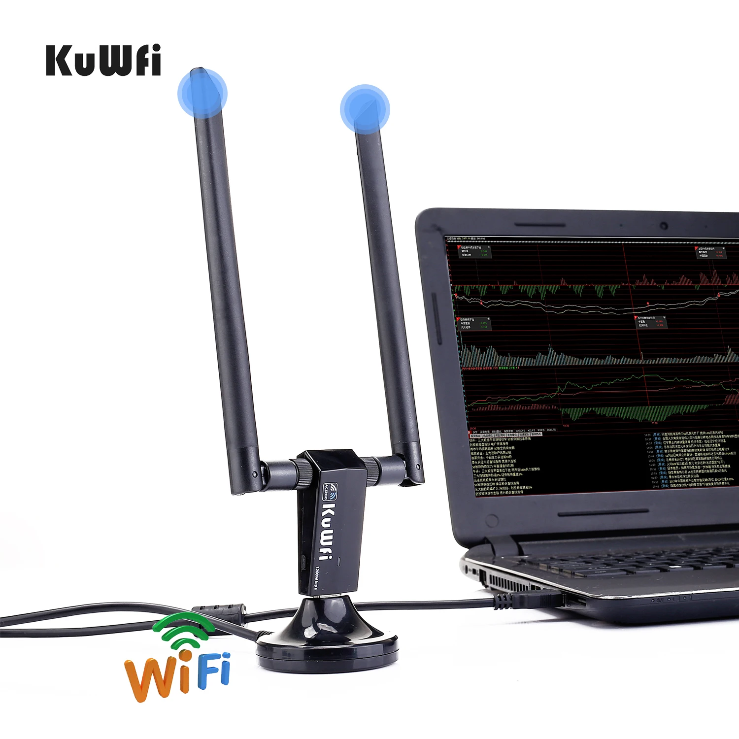 KuWFi mini USB3.0 Wifi адаптер 1200 Мбит/с 5dBi Антенна ПК USB Wi-Fi приемник Двухдиапазонная высокоскоростная Беспроводная сетевая карта