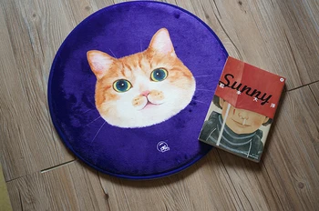 

Welcome round floor mats cartoon cushion cute cat face printed carpets soormats for kitchen bathroom living room snti-slip pad