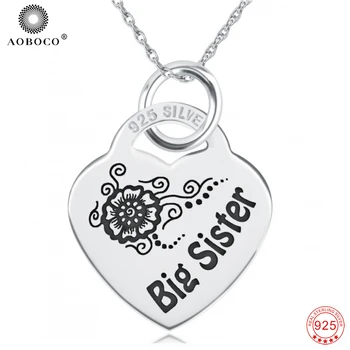 

Custom Engraved Necklace, 100% Fine 925 Sterling Silver Heart Pendants Necklaces Fashion Jewelry Gift For Sister GNX14524