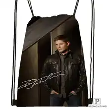 Пользовательские Jensen_Ackles Drawstring сумка-рюкзак милый рюкзак дети сумка(черный назад) 31x40 см#2018611-1(10