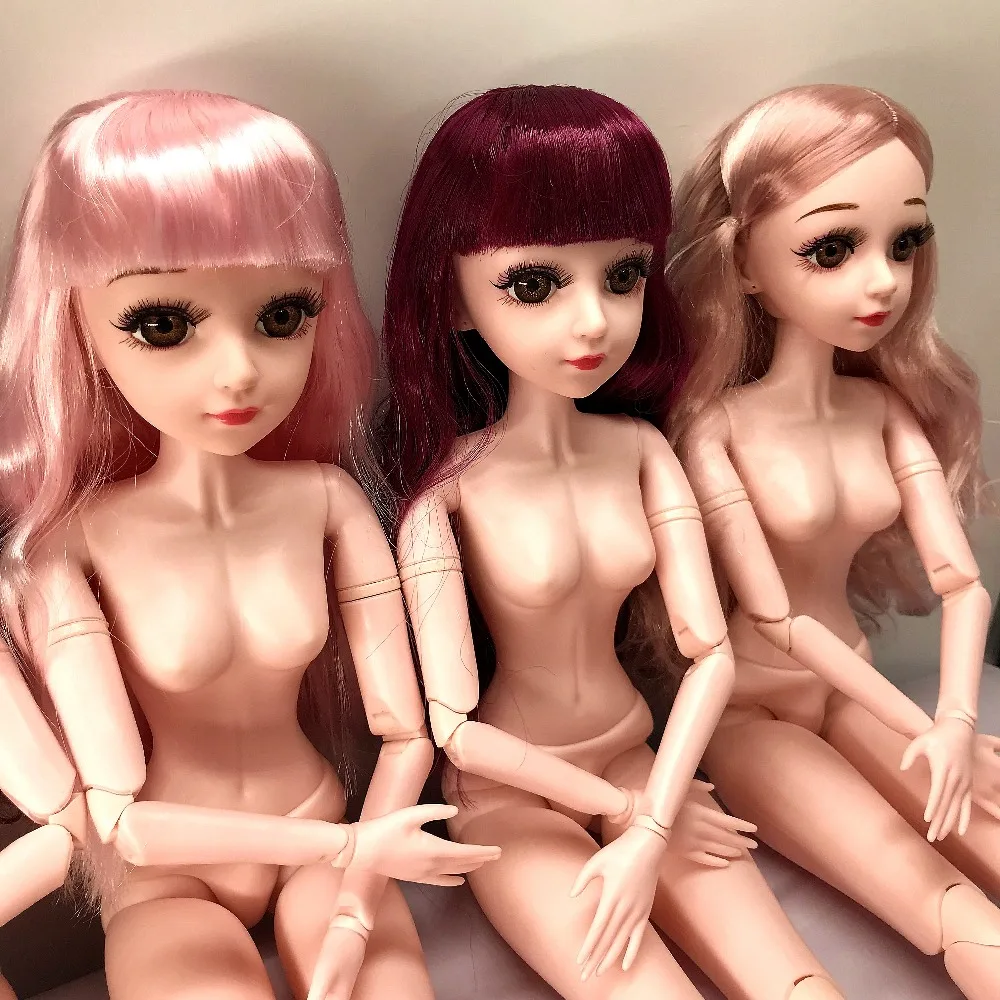 Online 18 Moveable Jointed 60cm 1 3 BJD Dolls 3D Eyes Female Naked Nude Women Doll Body With Shoes Fashion Dolls Toy For Girls Gift