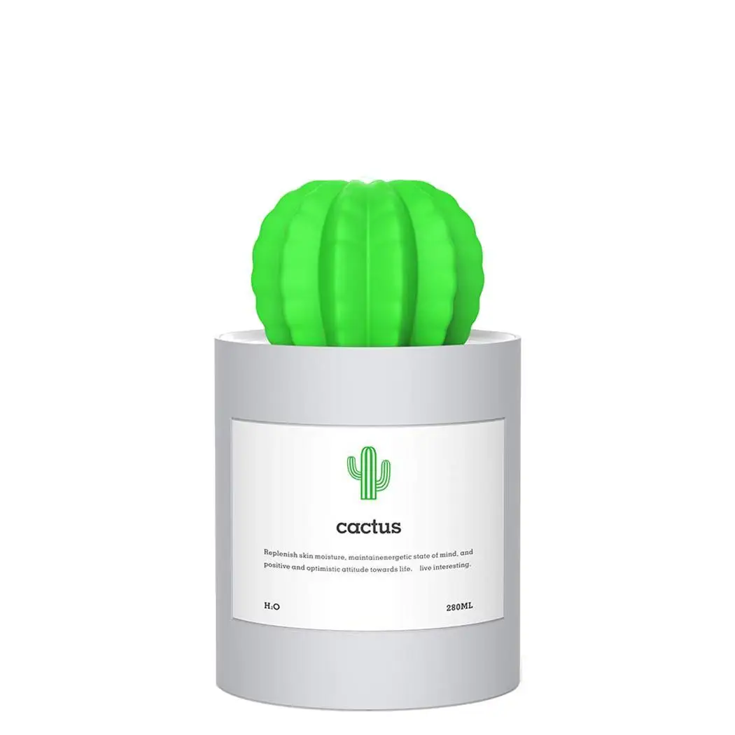 

280ml Ultrasonic Air Humidifier Aroma Essential Oil Diffuser Cactus Humidifier Mist Fogger Maker LED Night Light Home Office