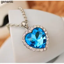 1 adet güzel mavi okyanus kristal Rhinestone kalp kolye kolye klasik Titanic takı sevgilisi hediye moda kadın(China)