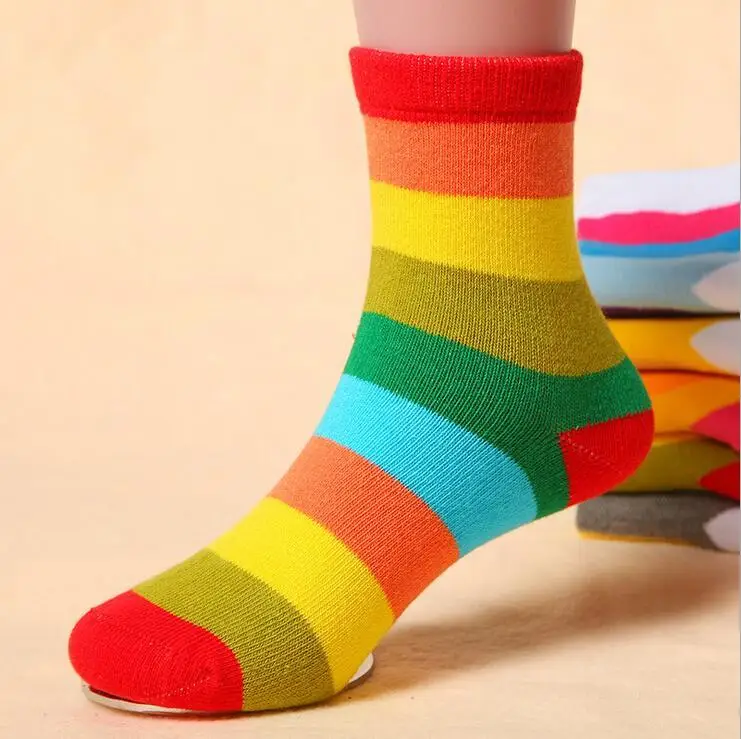 1 пара, хлопковые детские носки для маленьких девочек на весну и осень, теплые полосатые Разноцветные детские дешевые Тапочки для подростков