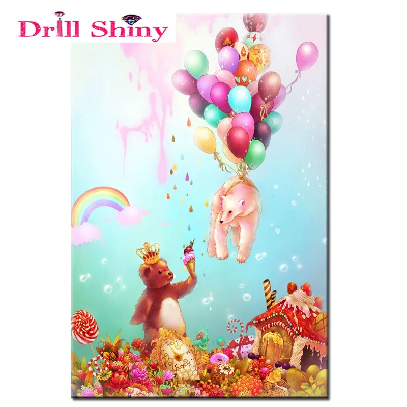 

Diamond Embroidered Bear & Lottery Painting Photo Full Screen Mosaic Pattern Cross Stitch Drill New Production
