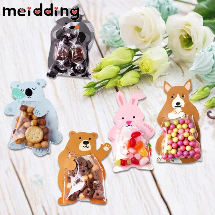 

10pcs Easter Decoration Cartoon Animal Paper Board Candy Bags Bear Rabbit Koala Biscuit Cookies Bags Wedding Birthday Party