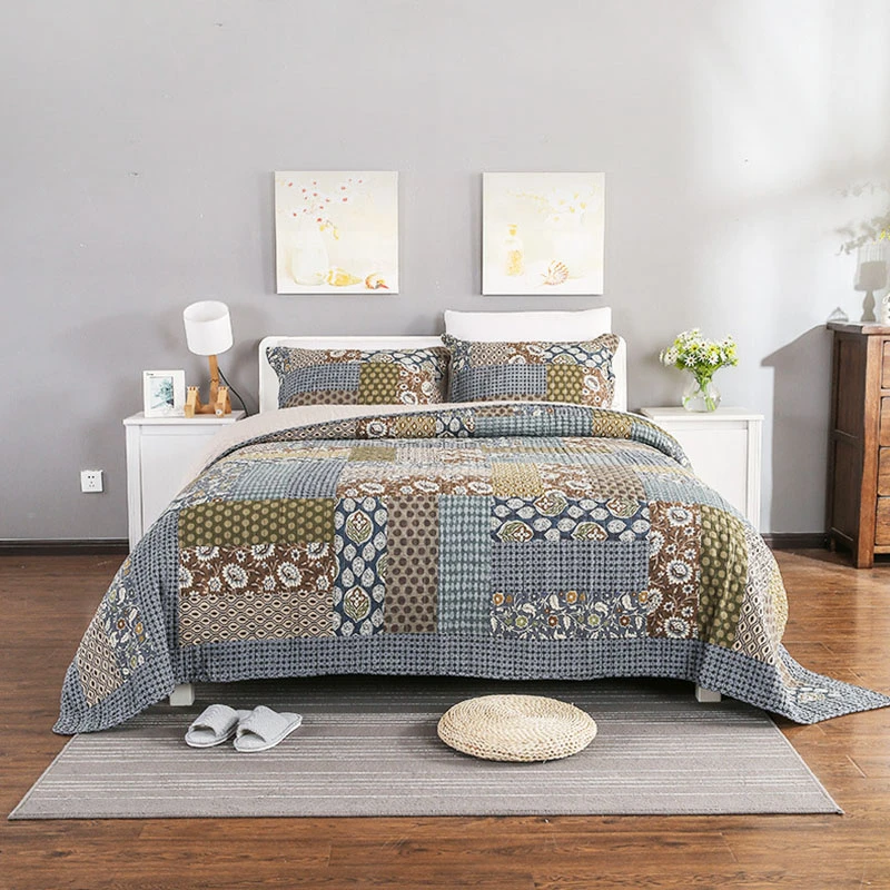 THL Bedspread Patchwork 2 Pillow Sham/Quilt 3 Piece Set Size 235 X 250 CM Double/King THL Bedspread Patchwork 2 Pillow Sham/Quilt 3 Piece Set Size 235 X 250 CM Double/King
