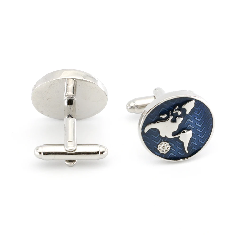 iGame New Nautical Map Cuff Links Blue Color World Map Design