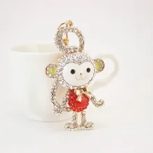 Chaveiro!Fashion Rhinestone Long Tail Monkey KeyChain Car Key Chain Ring Holder Alloy Keyring llaveros Charm Bag Accessory R139