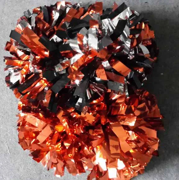 1 пара Pom pom Cheerleader цвета металлик апельсиновый серебристый 6 дюймов полностью