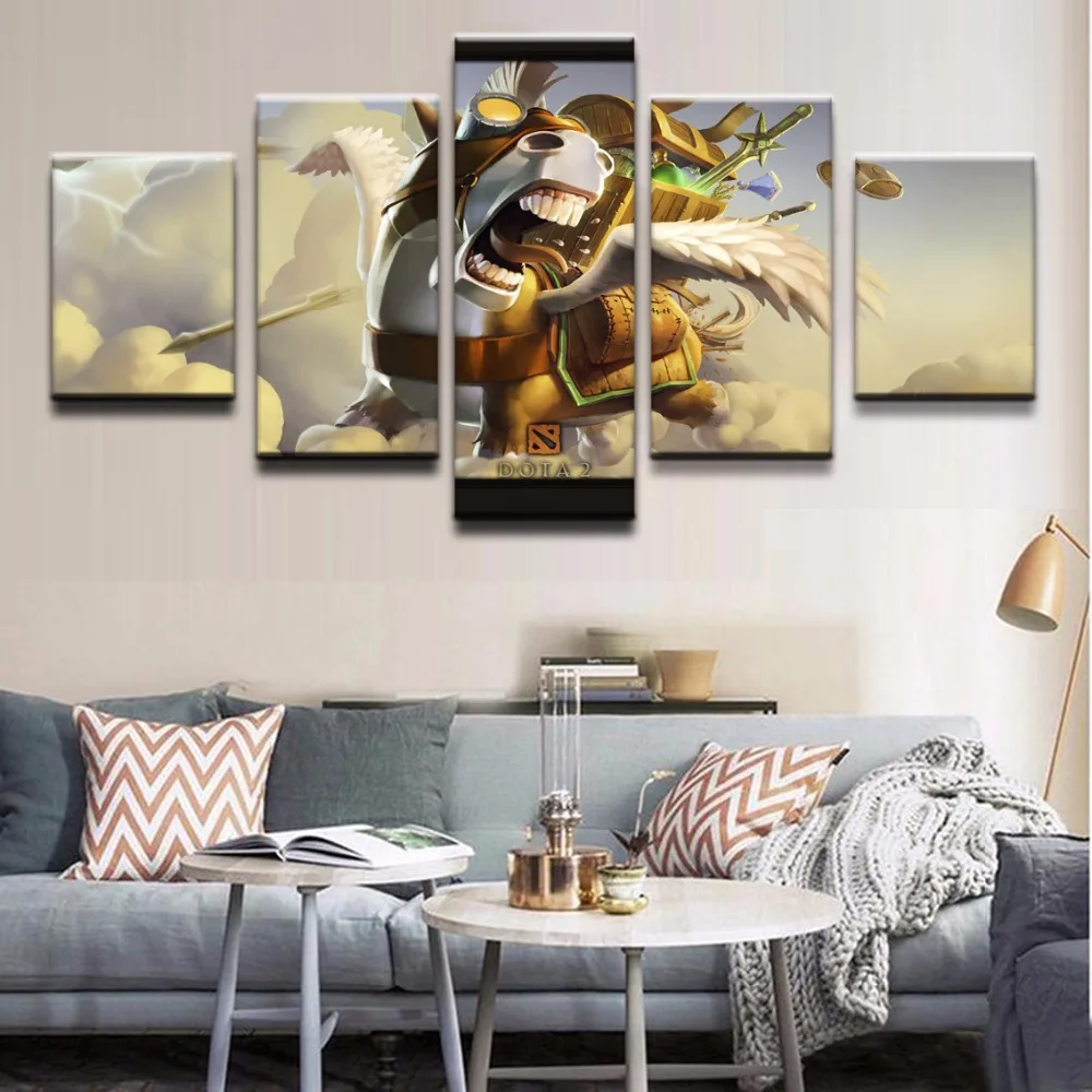  5 Pieces Canvas Game Poster Courier DotA 2 Horse Home Decor Painting Modern Canvas Printed Pictures