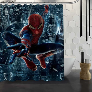 

New Spider Man Custom Shower Curtain Waterproof Fabric Bath Curtain 180X200cm165X180cm Polyester Fabric Bathroom Curtain