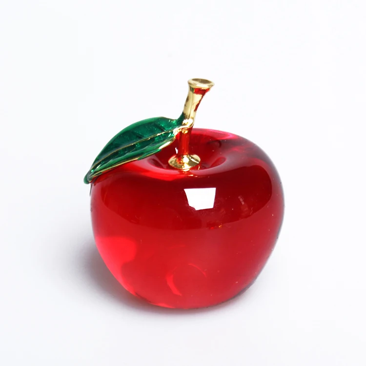 

YUNGE 50mm/60mm Glass Crystal Apple Crafts Christmas Gift Art&Collection Crystal Fruit Souvenir Home Wedding Table Decor