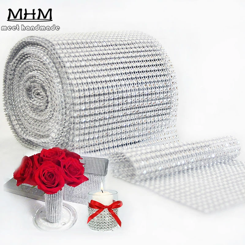 Mesh-Trim-Bling-Rhinestone-Curtain-Wrap-Cake-Roll-Tulle-10-yard-Crystal-Ribbons-Party-Wedding-Decoration