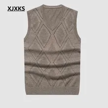 XJXKS плюс Размеры Для мужчин свитера без рукавов тонкое мастерство удобная более Размеры d v-образным вырезом пуловеры свитер A-56