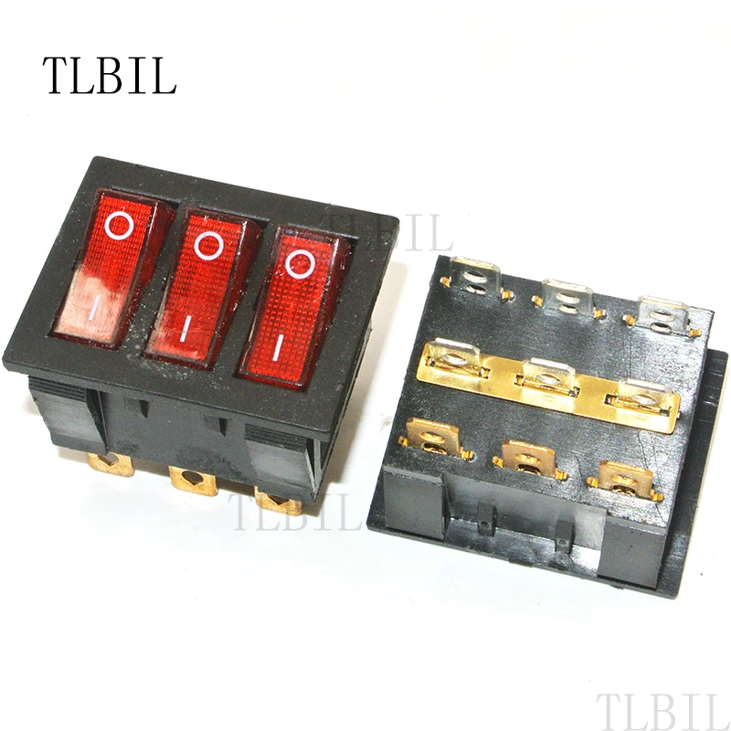 

KCD3 34*40 Big Rocker Switches With Red Ligh Three-Way Switch 9 Pin 2 Position multi-knife single-throw 16A/30A 250V AC ON-OFF