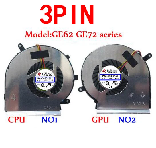 PAAD06015SL вентилятор для MSI GE62 GE72 PE60 PE70 GL62 N303 N302 GE60 A166 MS 16GF GE70 1756 GE62VR GE72VR GP62MVR GL62M