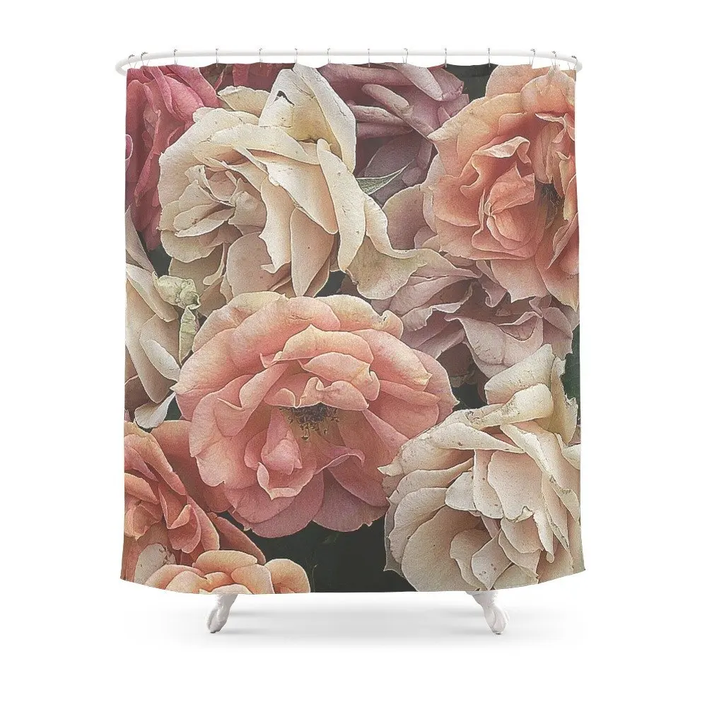 Great Garden Roses,peach Shower Curtain Waterproof Bathroom Shower