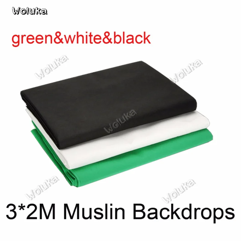 Background-3PCS-3-2M-Green-Black-White-Muslin-Backdrops-Cotton-Chromakey-2-6-3M-Support-Stand (2)
