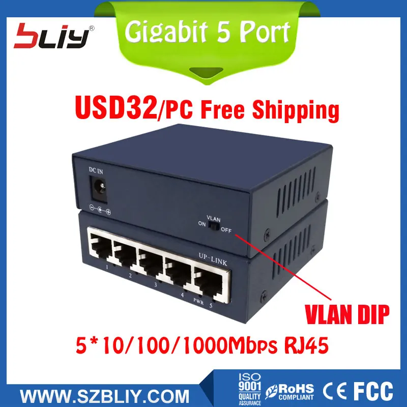 

Free shipping network switch 5 port VLAN network HUB gigabit 10/100/1000Mbps auto-negotiate Ethernet switch hub with VLAN switch