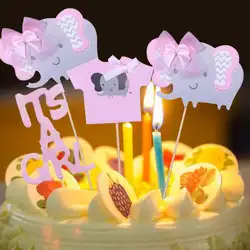 4 шт. это мальчик/девочка мультфильм слон день рождения торт Топпер Baby Show украшения торта поставки