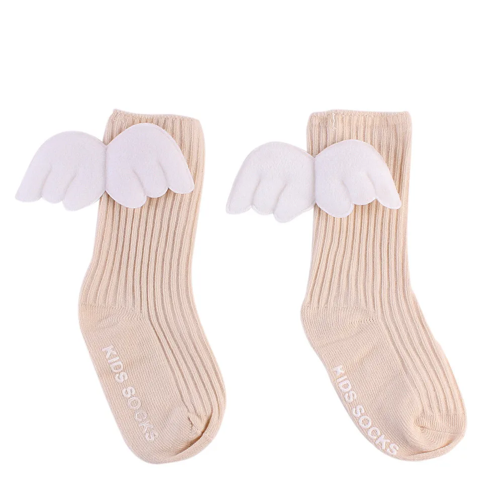 0-2year Beige Детские гольфы детские носки из хлопка милые зимние детские носки с крыльями ангела мягкие носки для малышей Детские гетры От 0 до 4 лет - Цвет: 0-2year Beige