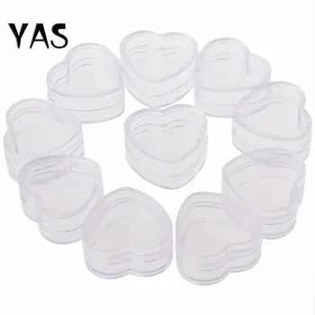 

10Pcs Plastic Heart Shape Cream Box Cosmetic Case Transparent Makeup Container