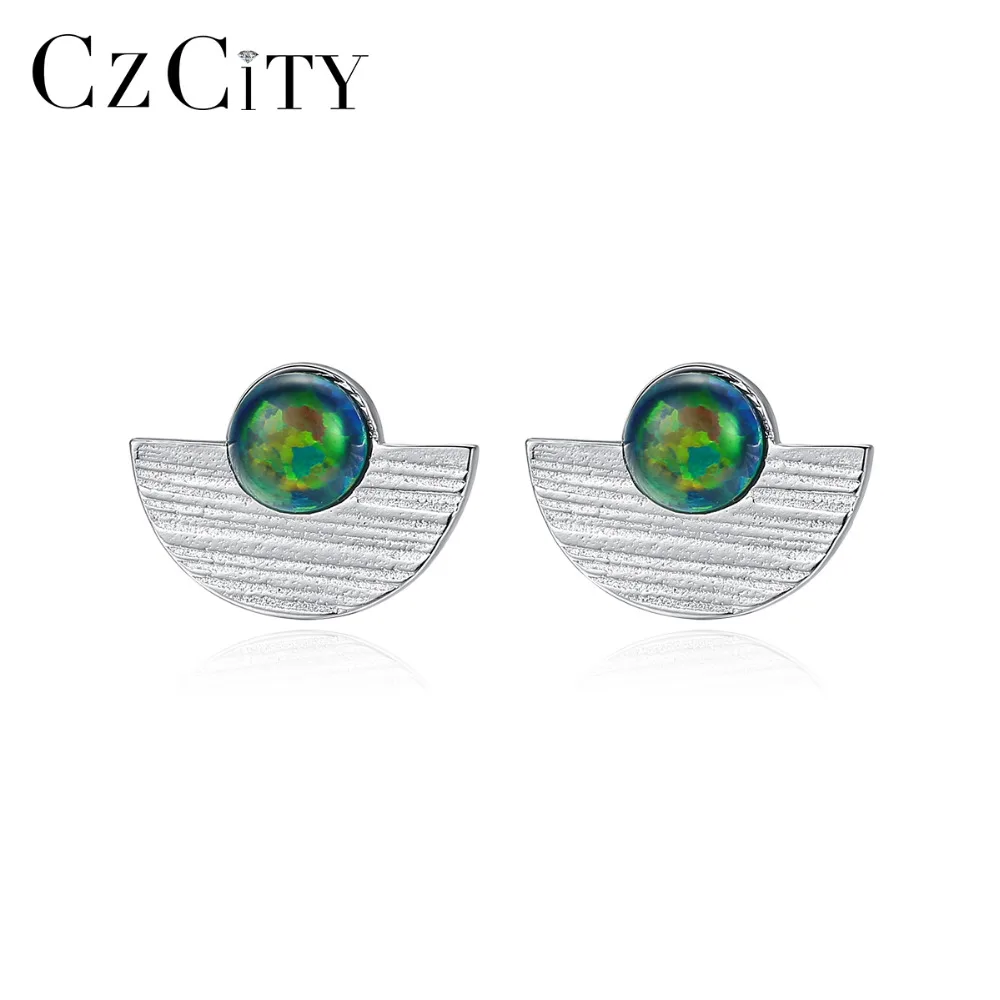 CZCITY круглый огненный опал серьги гвоздики для женщин хорошее ювелирное изделие