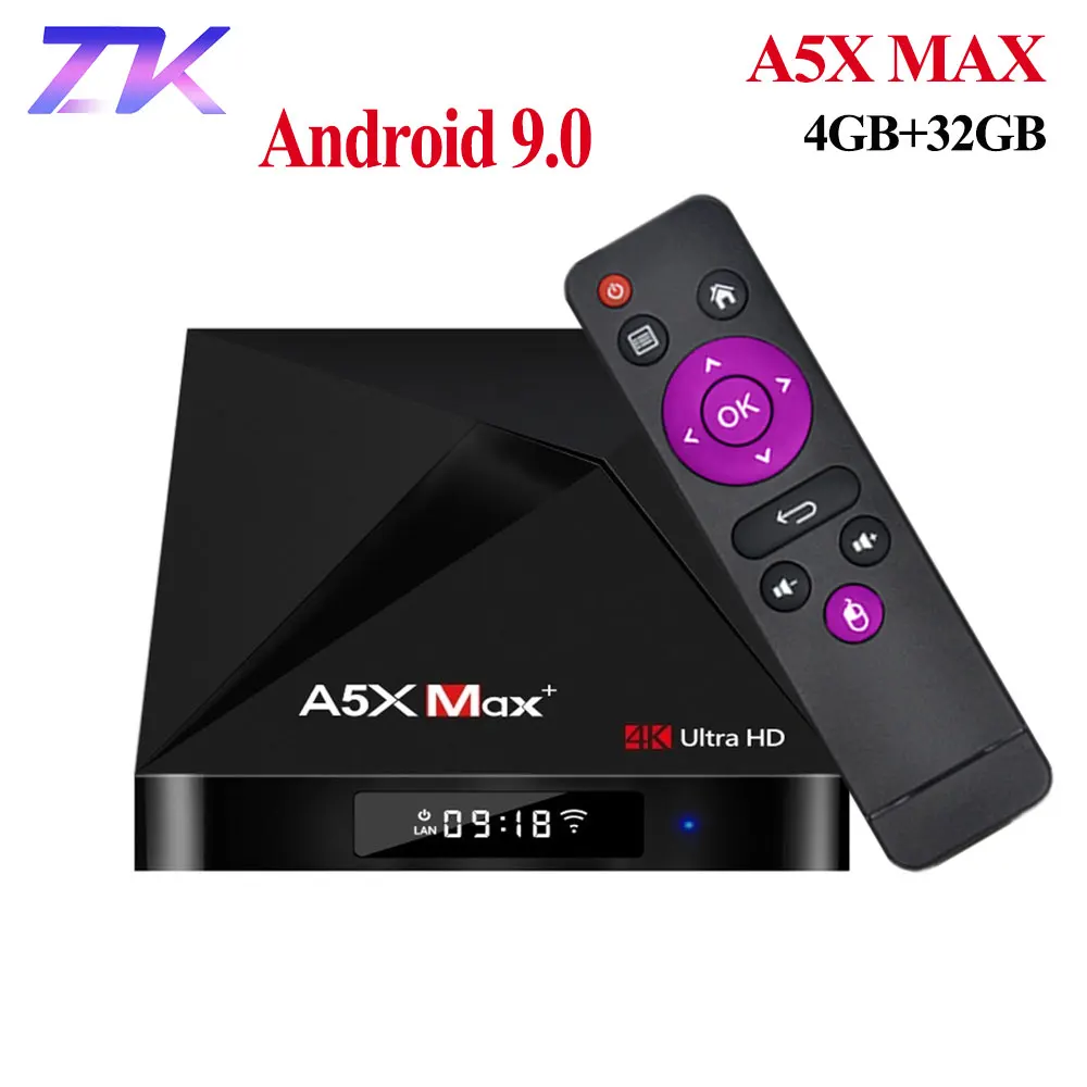 

2019 Newest A5X MAX Android 9.0 TV Box RK3328 Quad-Core 4GB RAM 64GB ROM Smart Media Player 2.4G WIFI BT4.0 PK Mi Box S X96 mini