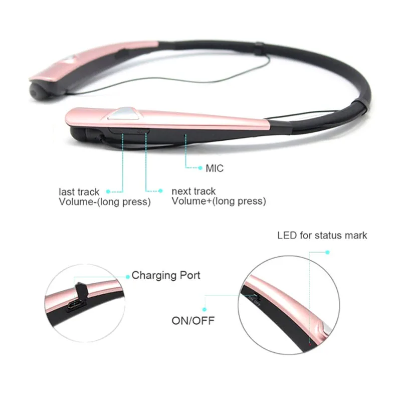 Bluetooth Earphone Neck mounted Bluetooth Earphone Wireless Binaural Sports Running Bilateral Stereo Sound Music For iPhone