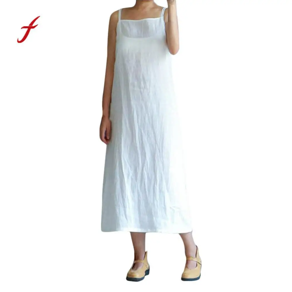 

DRESS 2018 Hot Selling Women's Plus Size Cotton Casual Embroidery Solid Loose Sleeveless Dress Slim soft touch dresses summer