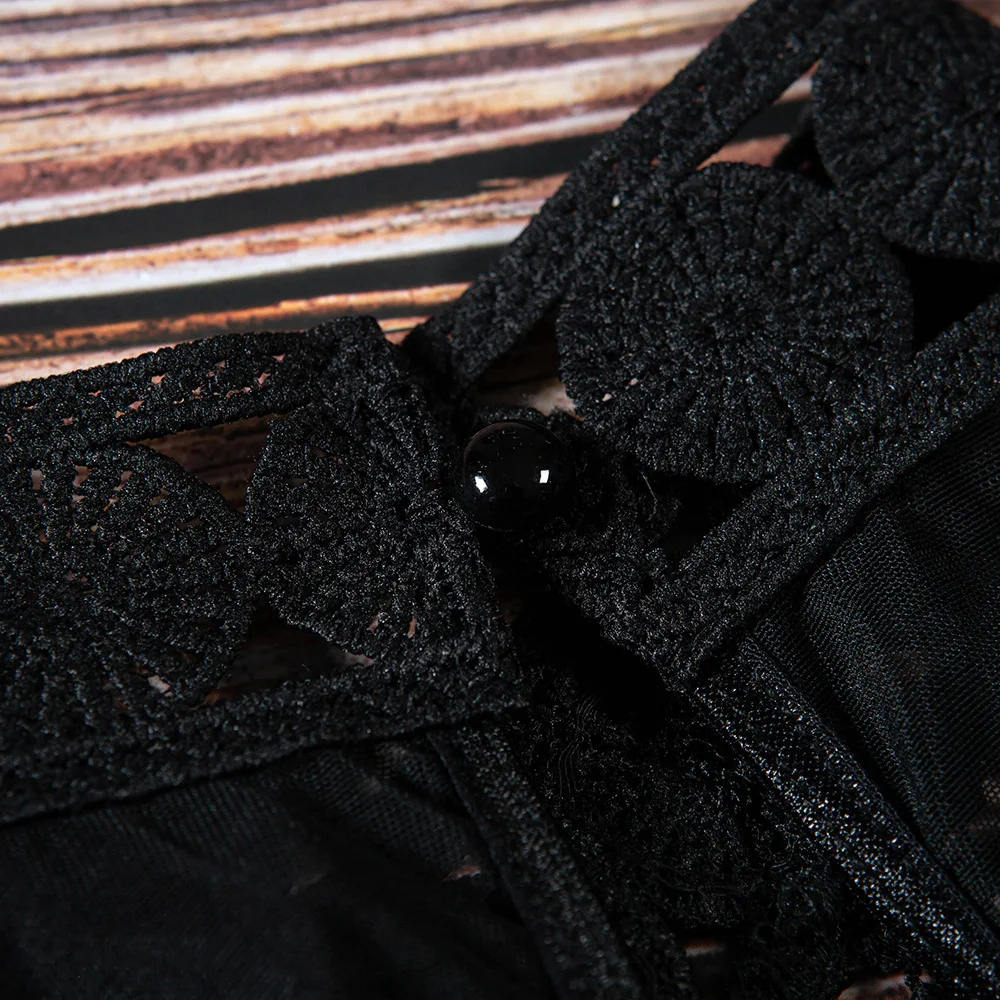 Арцу сексуальный черный и белый цвета кружевной сетки крючком Боди женские выдалбливают Водолазка с длинным рукавом боди Combinaison Femme зимние топы