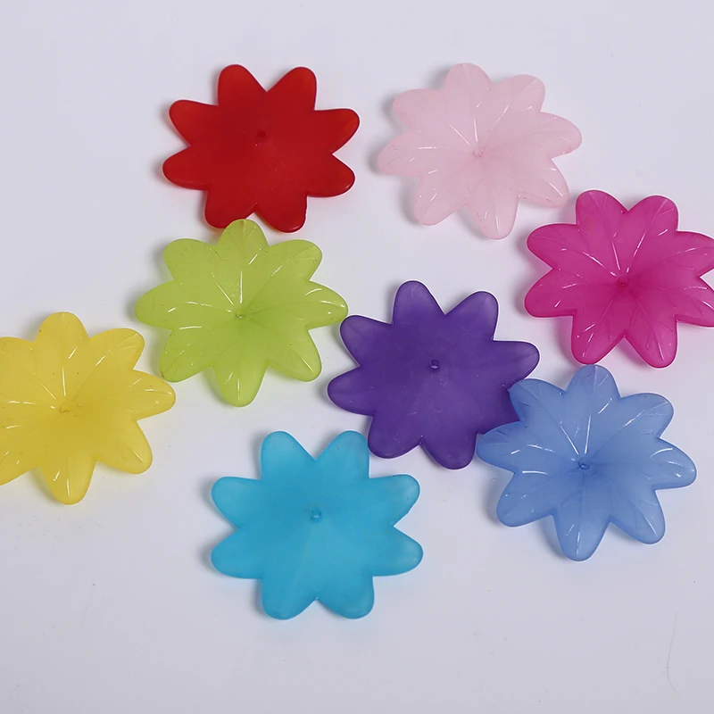 

Translucent Dull Polish Eight Petals Flower Shape DIY Craft Accessories Beads For Jewelry Making Acrylic Beads 7*38mm 15pcs/bag