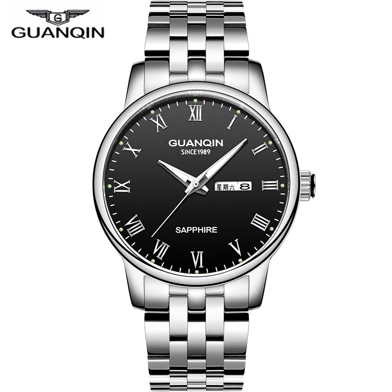 GUANQIN 2018 Relogio Masculino часы мужские бизнес Сапфир Мужские люксовый бренд кварцевые