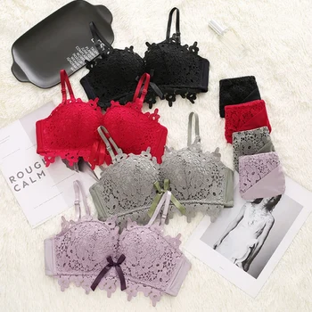 

2019 Lace Embroidery Bra Underwear Women Set Fashion Wireless Bra Set Push Up Bra Lingerie Sets