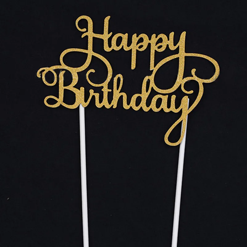 

New Cupcake Cake Topper Happy Birthday Flags Double Stick For Family Birthday Party Baking Decoration Supplies 899