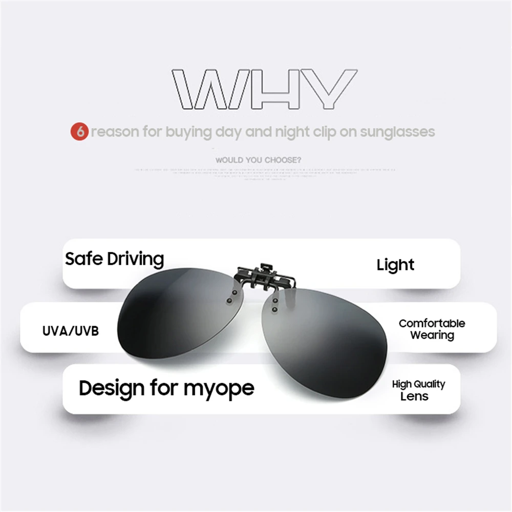 Rimless Round Flip up Clip on Oversized Men Polarized Clip Sunglasses Aviation Polarised Big Driving Prescription Glasses