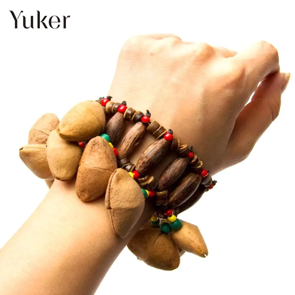 

Colorful Nut Shell Percussion Bracelet Gadget Hand Chain Props African Drum Handbell Practical