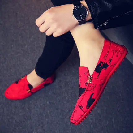 Skyaxmoto/мужская повседневная обувь; модная мужская обувь; мужские лоферы; Мокасины без шнуровки; мужские лоферы на плоской подошве; мужская обувь - Цвет: 990 Red