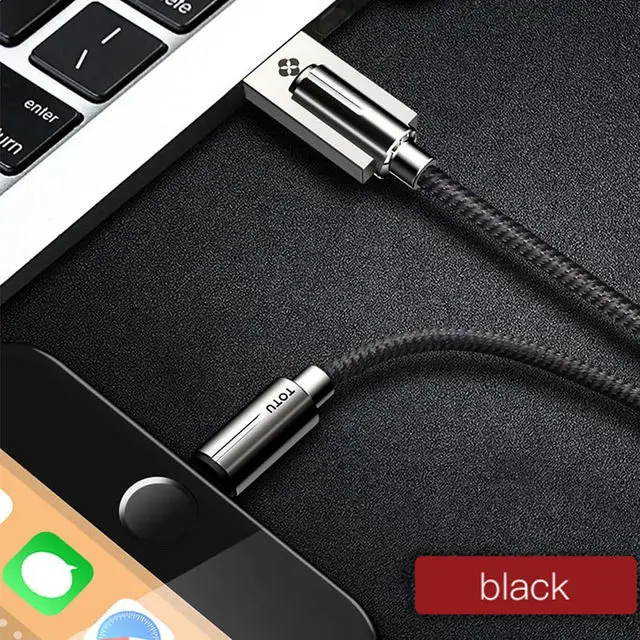 TOTU USB кабель для iPhone кабель для быстрой зарядки зарядное устройство кабель для iPhone X/Xs/Max 8 7 6 6s 5 USB кабель для передачи данных из цинкового сплава Кабо - Цвет: Black