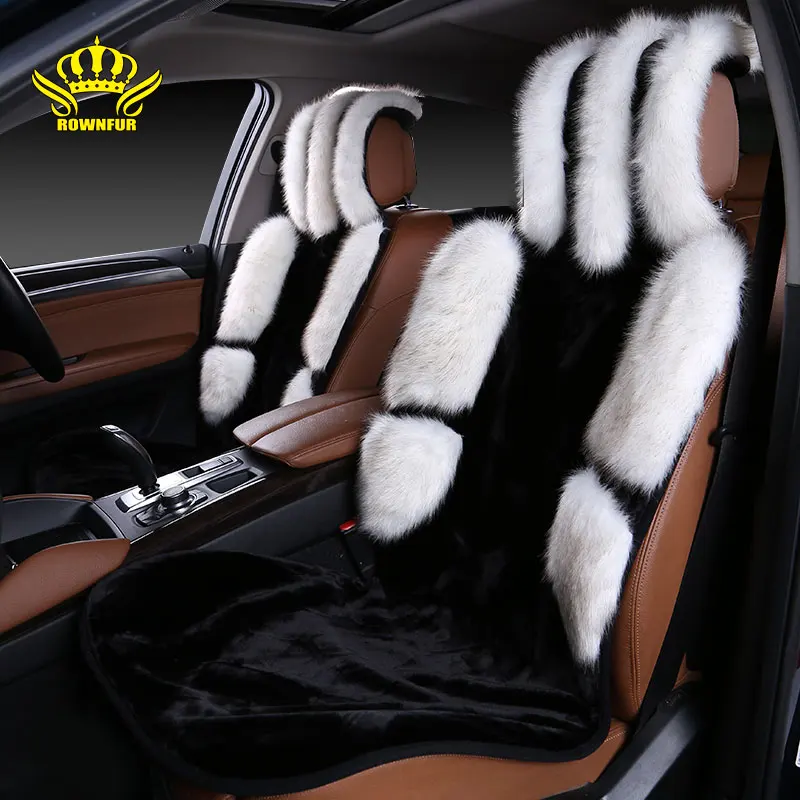 1pc Front car seat covers faux fur fox cute car interior accessories