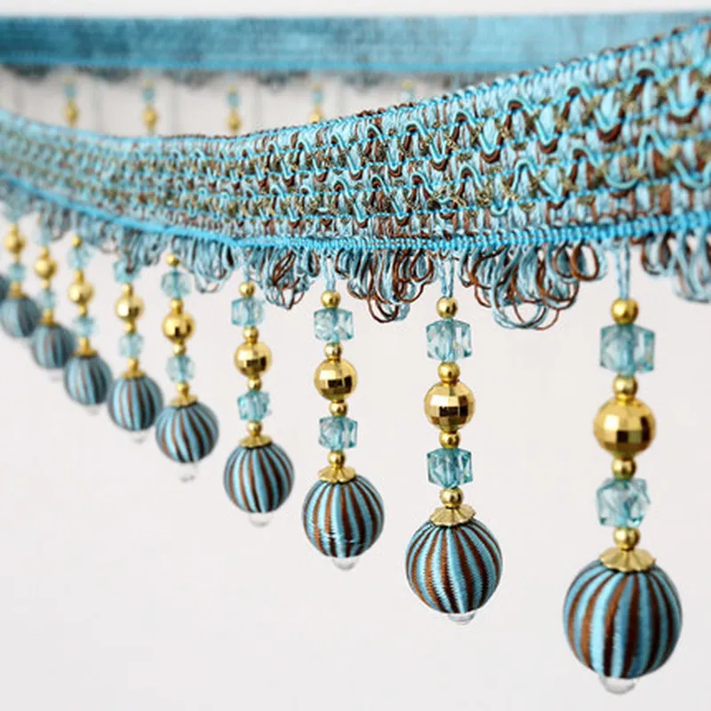 

1M Beaded fringe tassel trim Curtain Accessories Lace Decoration Tassel Fringe Trim Crystal Bead Ribbon Diy Sewing Decoration