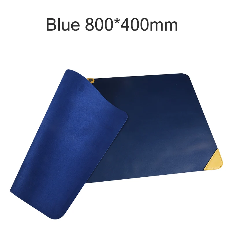 Большой размер коврик для мыши из ПУ 600x300 мм 800x400 мм мягкий кожаный коврик для мыши с кабельной пряжкой водонепроницаемый Противоскользящий коврик для мыши для настольного ноутбука - Цвет: Blue-800x400