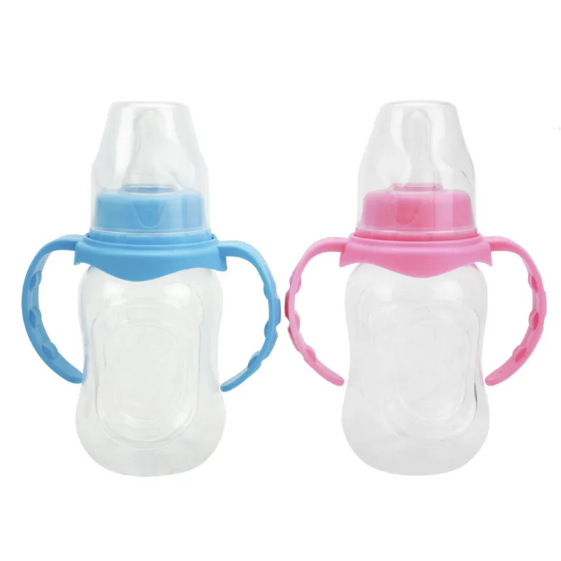 Бутылочка для кормления ребенка розового и синего цвета, стандартный размер воды для кормления ребенка, автоматическая бутылка для защиты от скольжения