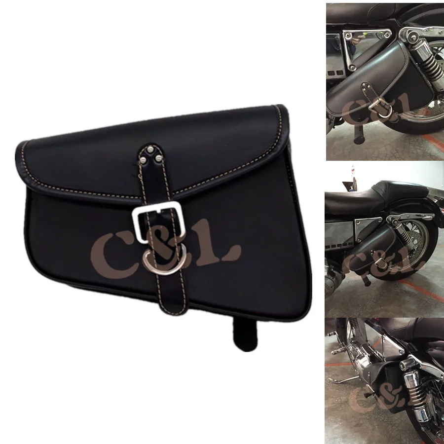 

Black Motorcycle PU Leather Saddlebag Saddle Bag Luggage Bag Fit For Harley Sportster XL 883 Hugger Sportster