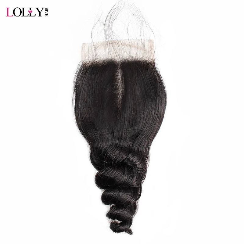 

Lolly Peruvian Loose Wave Closure 1 Pcs Human Hair Lace Closure Free/Middle/Three Part Non Remy Hair Closure With Baby Hair