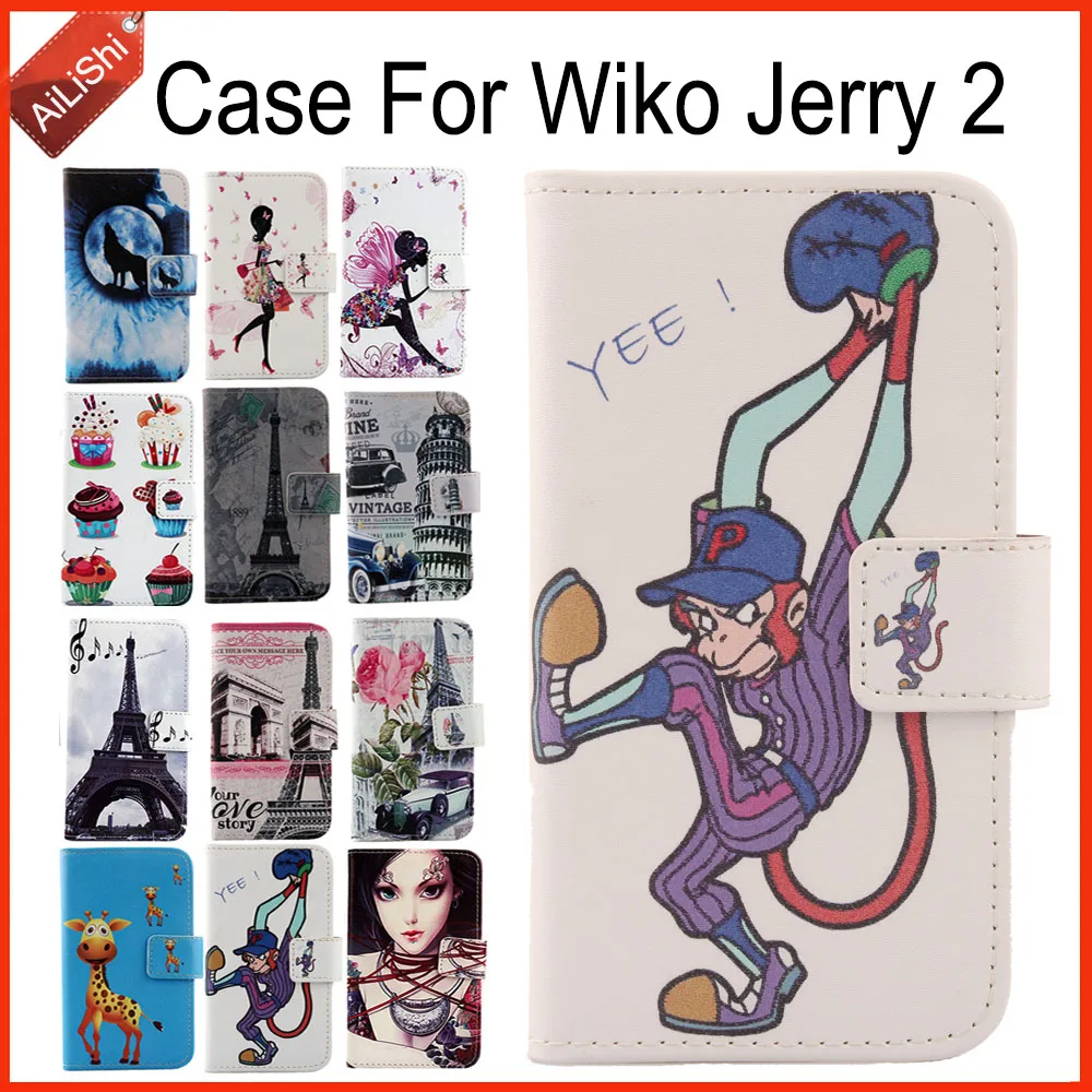

AiLiShi Case For Wiko Jerry 2 Luxury Flip PU Painted Leather Case Jerry 2 Wiko Exclusive 100% Special Phone Cover Skin+Tracking